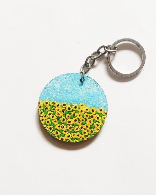 Beautiful Sunflower field Keychain