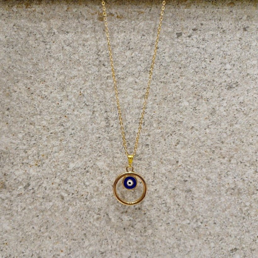 Gold Chain with Dark Blue Evil Eye