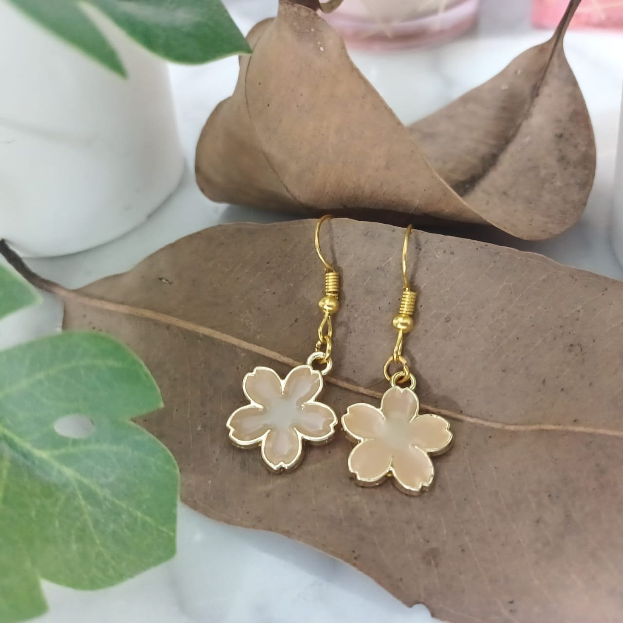 Elegant Enamel Daisy Earrings - Image 2