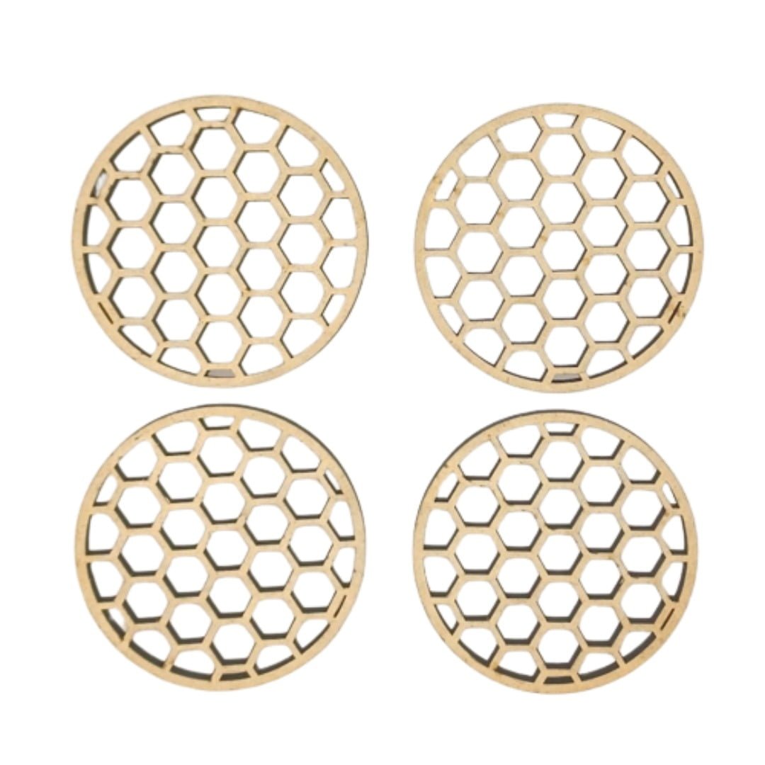 honey comb laser cut coasters