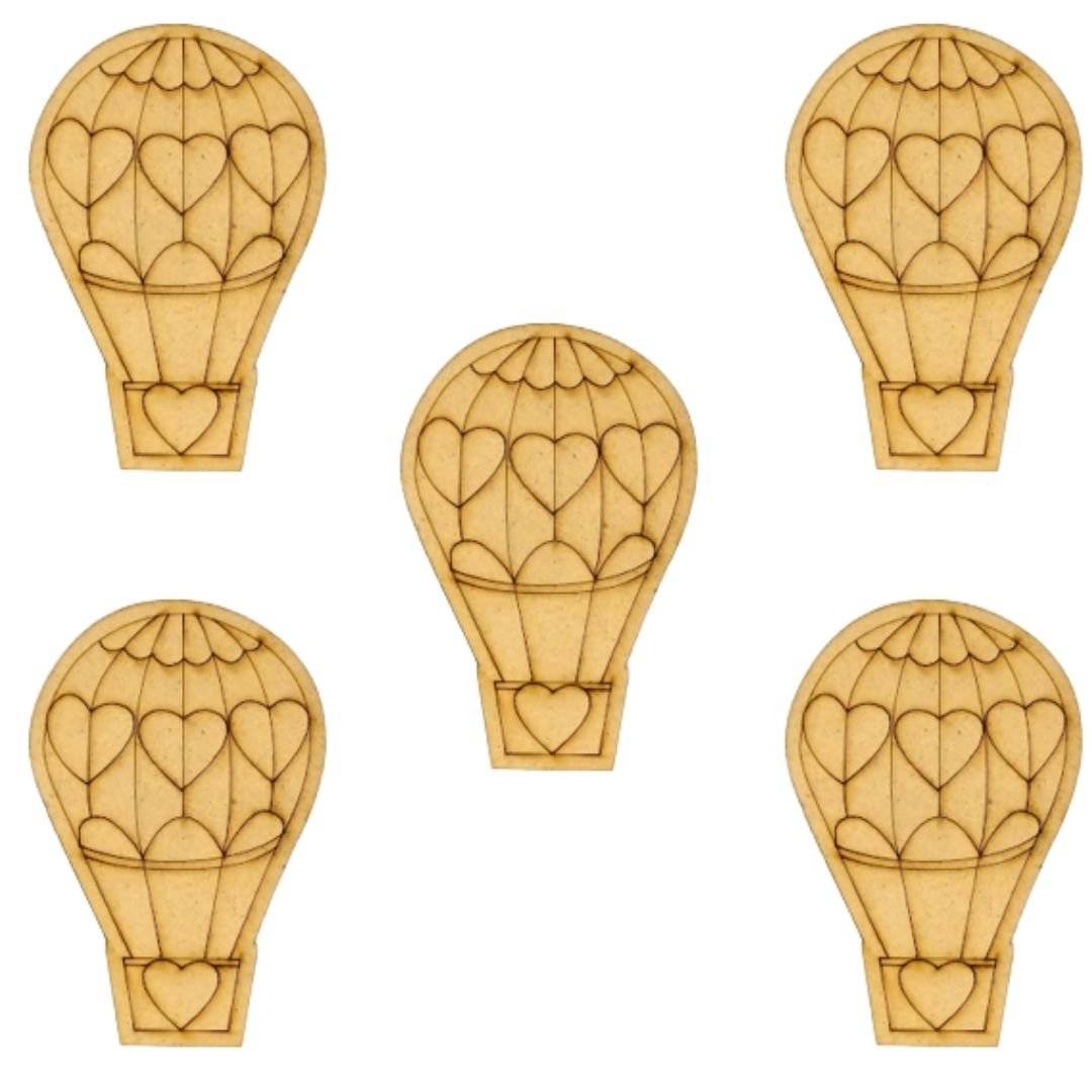 MDF cut out - Hot air balloon - set of 5