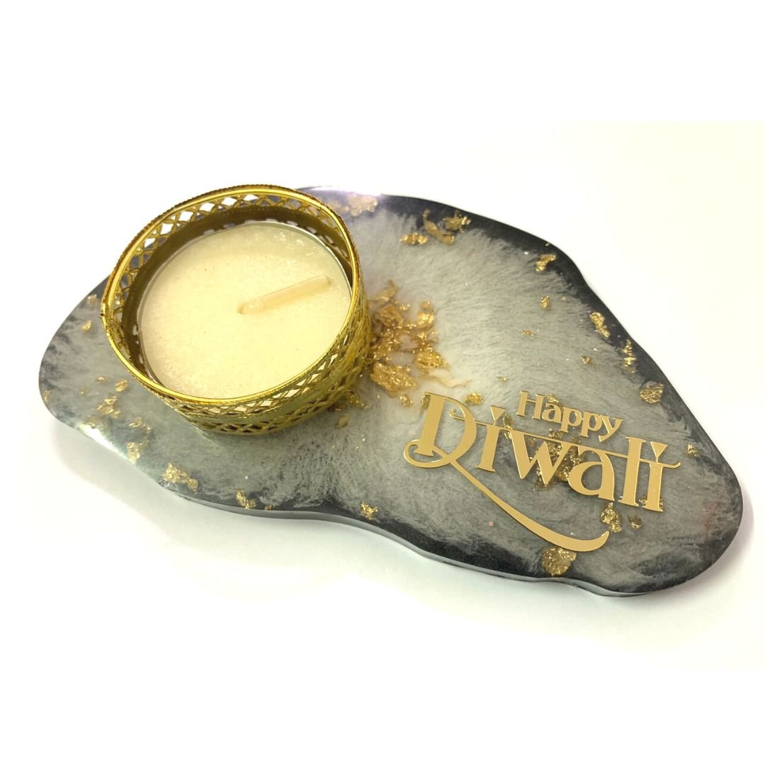 Resin art diya - black