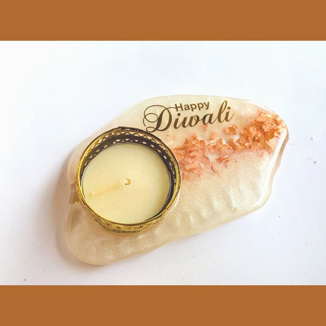 resin art diya - copper