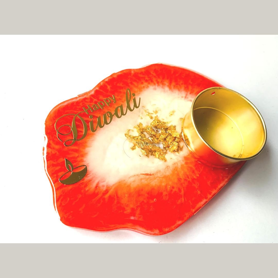 Resin art diya - orange