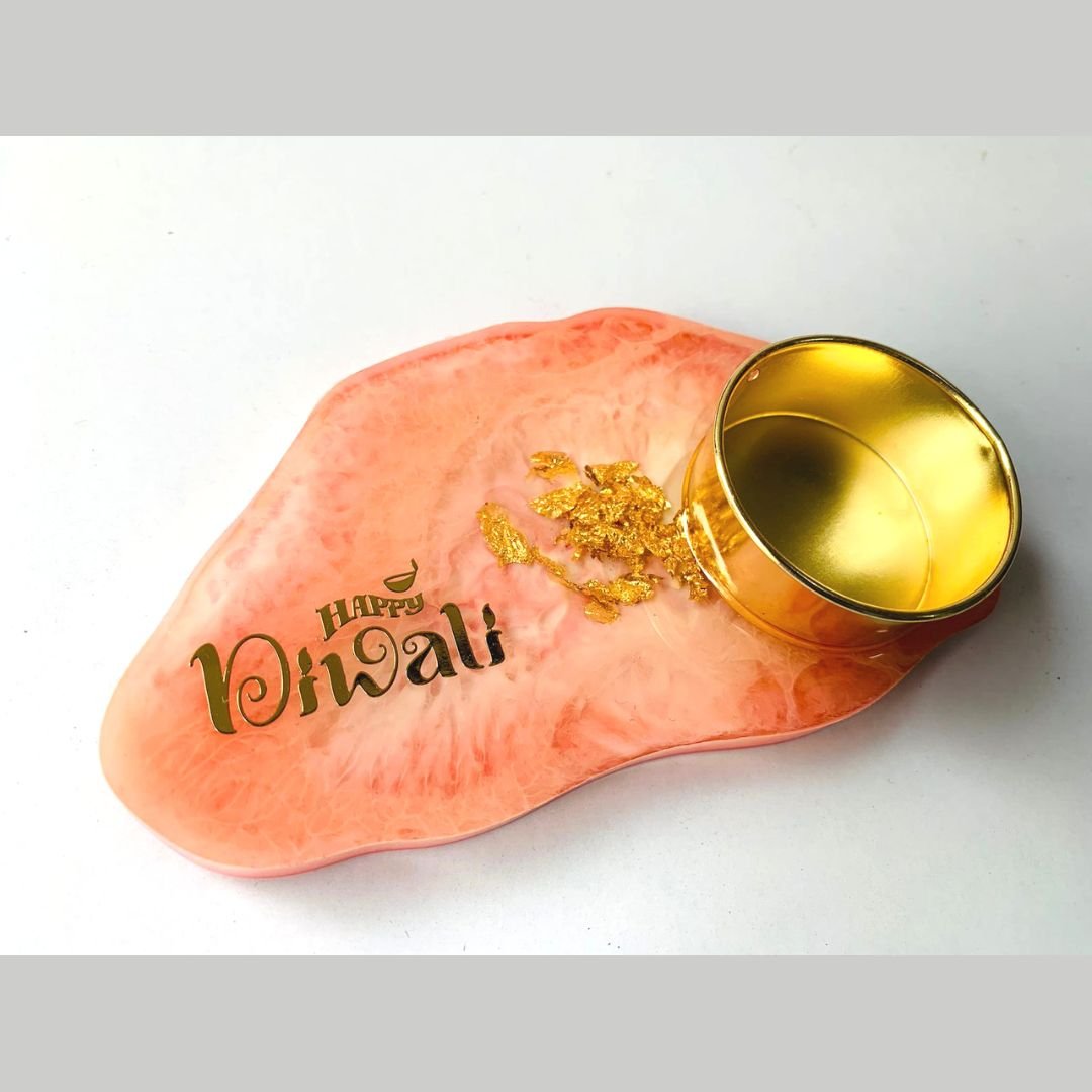 resin art diya - peach