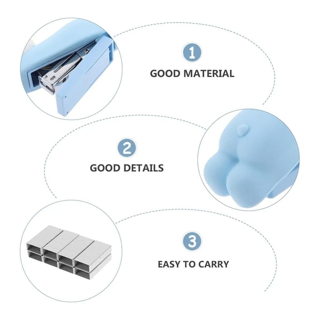 Cute Silicone Cat Stapler – Mini Blue Desk Stapler for Kids & Office - Image 7