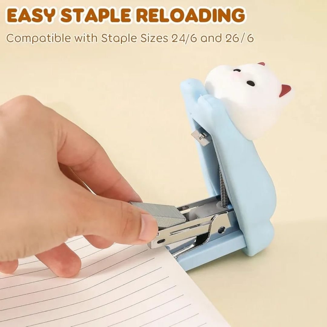 Cute Silicone Cat Stapler – Mini Blue Desk Stapler for Kids & Office - Image 6