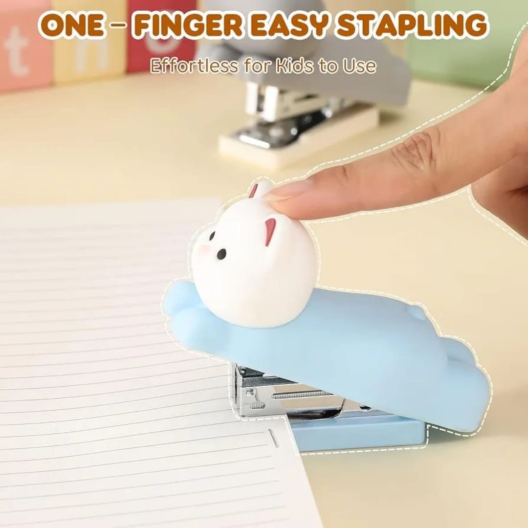 Cute Silicone Cat Stapler – Mini Blue Desk Stapler for Kids & Office - Image 5