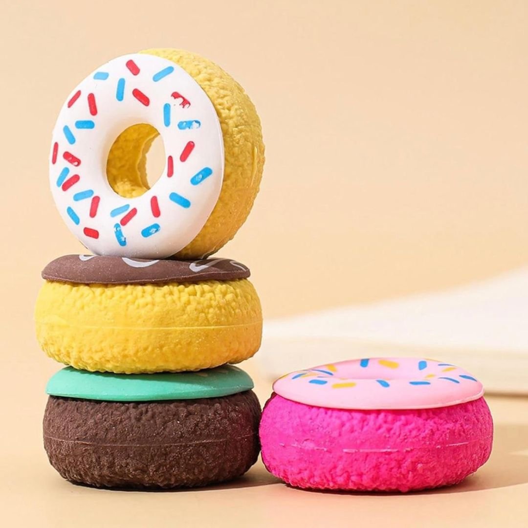 Cute Mini Donut Erasers – Set of 4 - Image 3