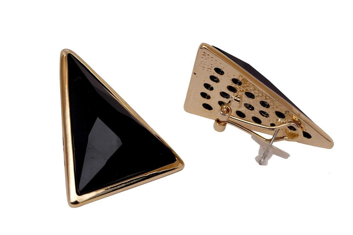 Black Triangle Stud Earrings - Image 2