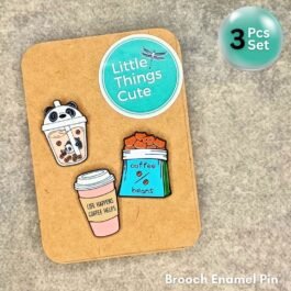 Coffee Lover Enamel Pins Set – Coffee Beans, Boba Tea & Coffee Helps Quote (3 pcs)