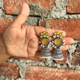 Radha – Radiant Yellow Floral Jhumka Earrings