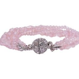 Blush Crystal Elegance Bracelet with Multi-Strand Pink Beads