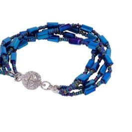 Ocean Mirage Beaded Bracelet with Multistrand Glass & Metallic Finish
