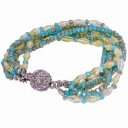 Twilight Lagoon Beads Bracelet with Turquoise & Gold Strands